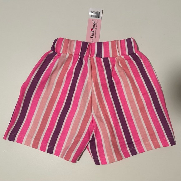NWT Pink Angel 4T Girls Shorts Pink White Purple Stripes - Picture 2 of 6